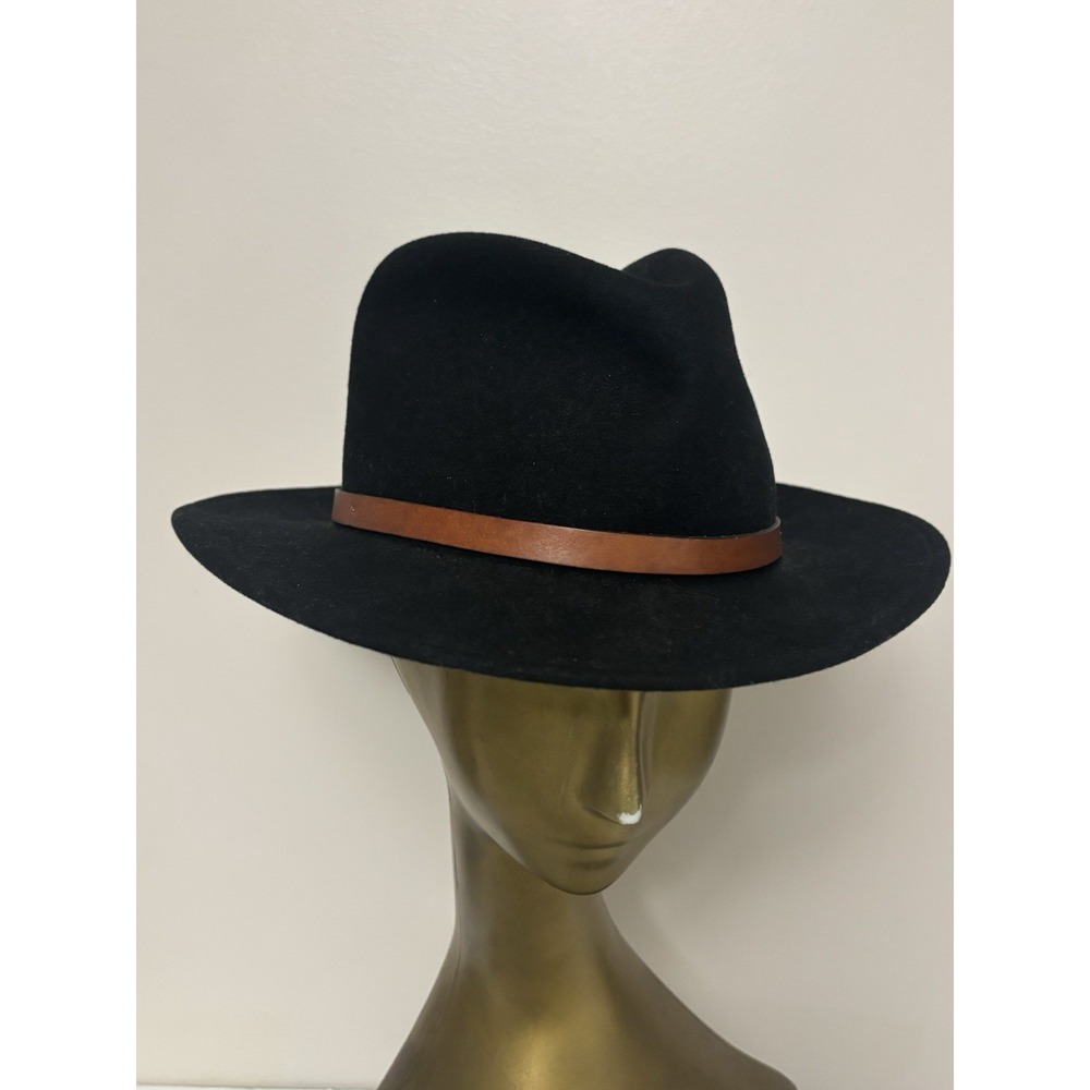 Vintage Eddie Bauer Hat Mens Large Black Wool Blend Fedora Hiking Camping USA